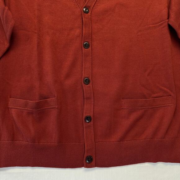 LANDS' END Supima Cotton Cardigan Sweater Men's Size XL 46-48 Burgundy NWT - Picture 4 of 12